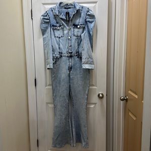 New with tag denim jean jumpsuit with excellent stretch